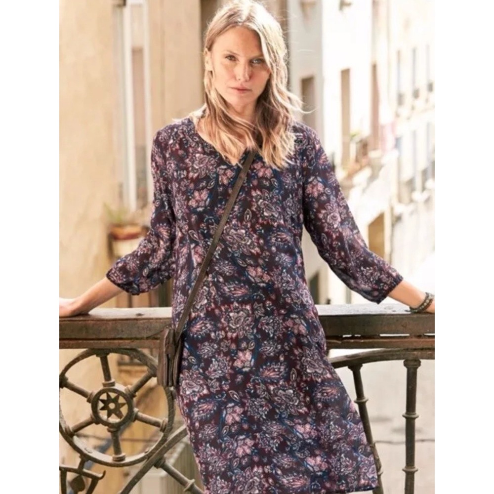 GARNET HILL Dress Floral Sheath Cottagecore Silk 10‎ Missing liner